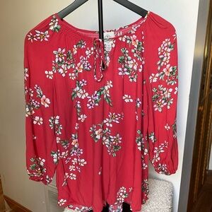 St. John's Bay Red Floral Blouse